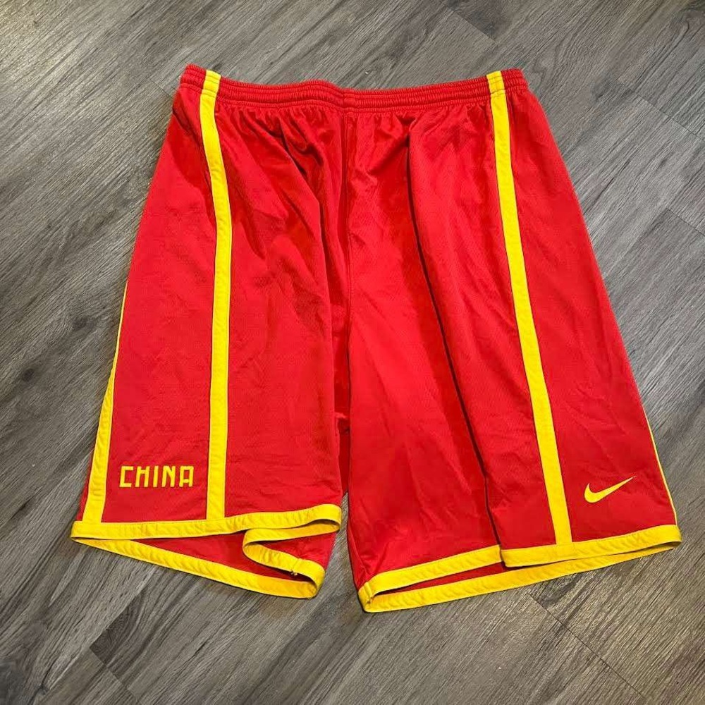 Vintage 90s Nike Team China Basketball Shorts Red Yellow Mesh 3XL Made in USA